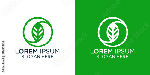 Nature-inspired logo with a leaf encircled by a modern ring, perfect for eco-friendly brands and organic businesses that want to showcase sustainability and natural beauty