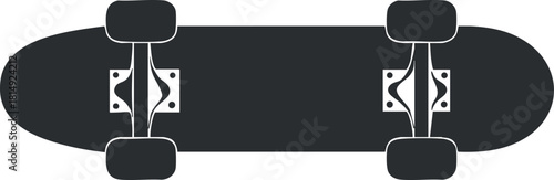 Minimalist black vector illustration of a skateboard design suitable for sports and recreation branding or graphic projects