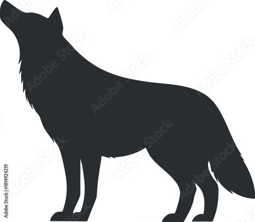 Stylized silhouette vector illustration of a wolf, ideal for wildlife-themed design projects and outdoor branding.