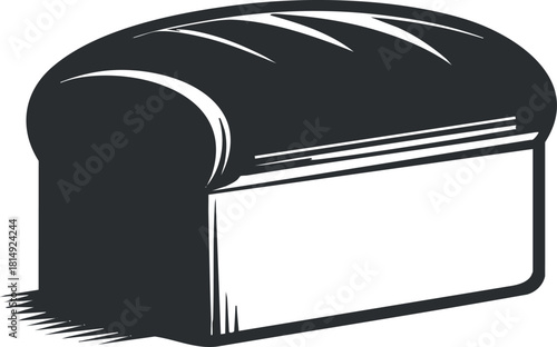 Stylized black and white vector illustration of a loaf of bread, ideal for bakery branding and food-related projects