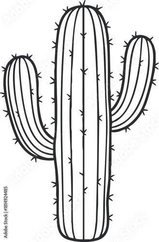 Minimalist outline vector illustration of a cactus plant, ideal for nature-themed branding and design projects