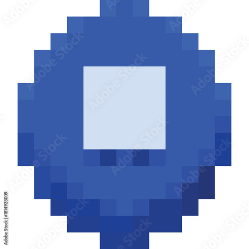 Pixel Art Blue Circle With Light Blue Square In The Center On Transparent Background