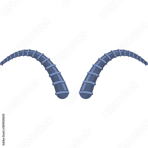 Pixel Art Blue Horns With Segmented Texture On Transparent Background Representing A Fictional Creature Or Emblem