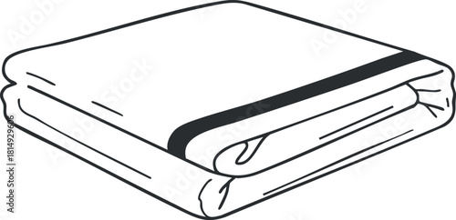 Minimalist outline vector illustration of a folded blanket, perfect for home decor and bedding design projects