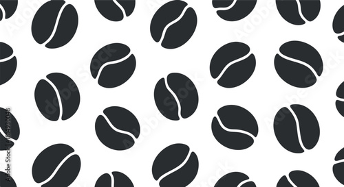 Stylish black and white pattern featuring coffee beans, perfect for food packaging, restaurant decor, or branding projects
