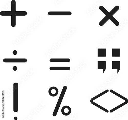 Black Mathematical and Punctuation Icons mathematics