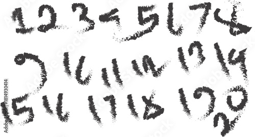 Hand Painted Numbers 1 to 20 with Brush Strokes digits