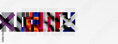 Abstract graphic design features colorful, pixelated text spelling XENYX. Bold shapes create dynamic visual impact. Minimalist aesthetic.