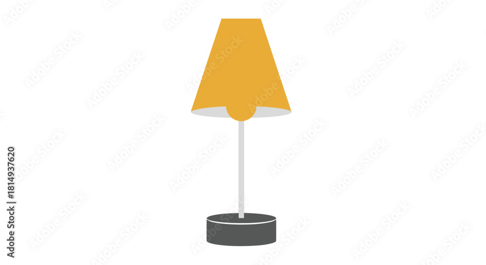Obraz premium Tall yellow conical lampshade on a thin stand, gray base