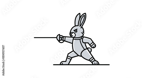 Cartoon bunny fencing