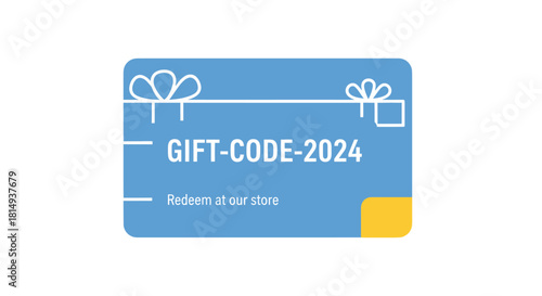 Gift card with "GIFT-CODE-2024" and "Redeem
