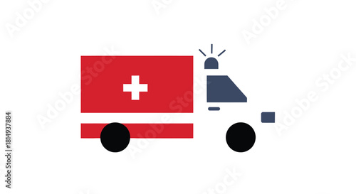 Simplified graphic red ambulance with a white cross