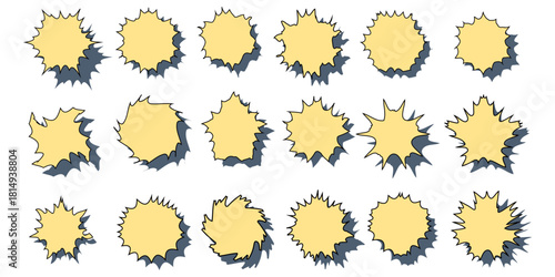 comic explotions wall breaking bubble set , frame, icon, speech , manga , design elements