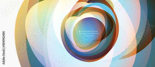 Abstract colorful circles create dynamic background. Overlapping layers suggest depth, modern design aesthetic. Bright hues blend seamlessly.