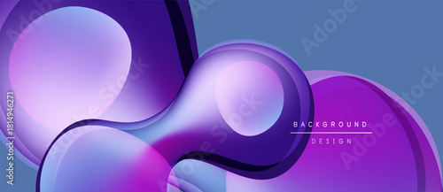 Abstract fluid shapes, purple hues dominate. Gradient background creates dynamic visual effect. Modern design element.
