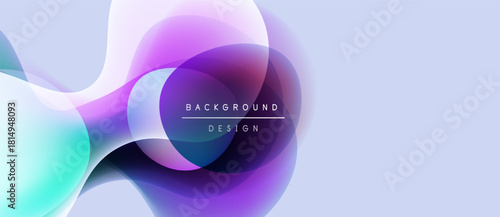 Abstract fluid shapes, purple, turquoise hues. Modern design element, soft gradients, minimalist aesthetic. Background texture, dynamic composition.