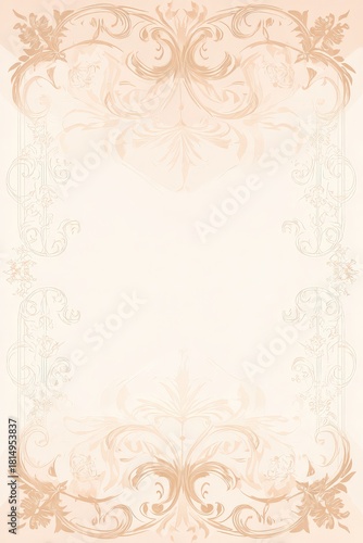 Vertical pastel decorative paper with delicate ornamental border