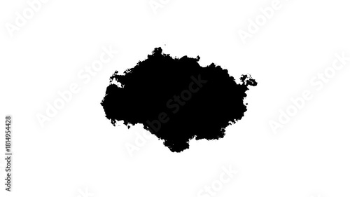 Black watercolor ink drops Falling on white textured paper slowly spread out. ink Drops Transition concept. 4K video animation