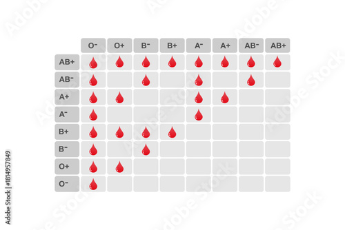 Abo Blood Types Compatibility Science Design. Vector Illustration.