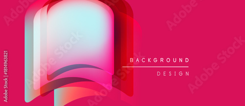 Abstract open book illustration. Vibrant colors blend, creating modern design. Pink background complements layered shapes. Simple text reads background design.