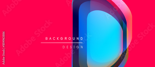 Bright pink background contrasts vibrant blue letter D. Modern design features layered color gradients, text elements.
