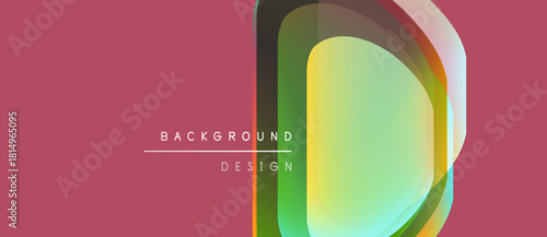 Abstract design features layered shapes, vibrant colors, pink backdrop. Letter D dominates composition, modern aesthetic.