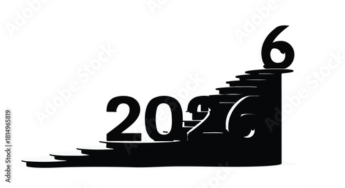 Numbers ascend stairs symbolizing progress and future growth