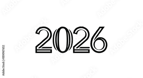 Bold graphic year 2026 in a modern, clean style for future concepts.
