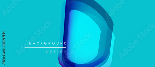 Abstract blue design features layered letter D. Gradient shades create depth, modern aesthetic. Text reads background design. Simple, vibrant composition.