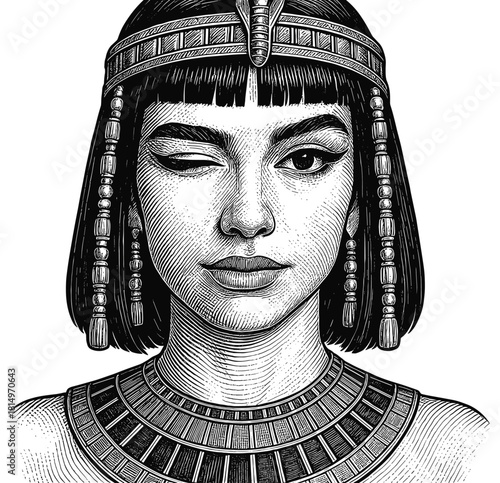Engraving of Winking Cleopatra Portrait