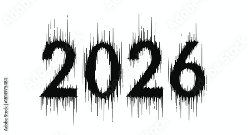 Year 2026 with a distressed, fading effect on white background