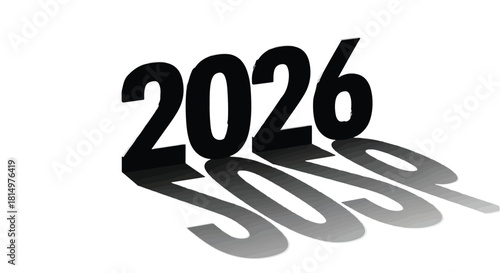 Bold 2026 number casting a long shadow, symbolizing future and progress