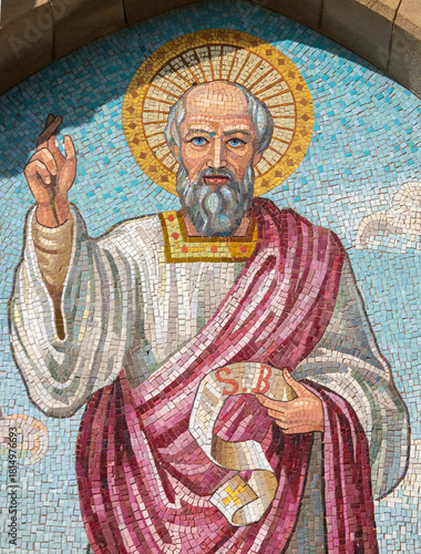 Mosaic (19th century) of Saint Bartholomew. Saint of the Roman Catholic Church.