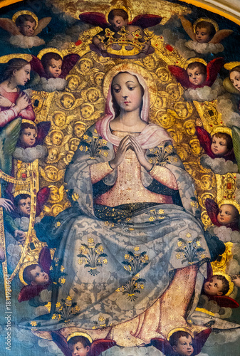 Canvas-taulu Painting (19th century) of Coronation of the Virgin Mary in heaven