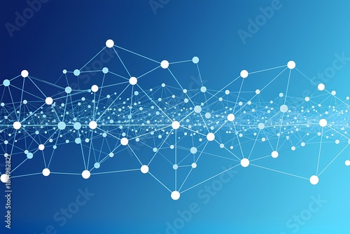 Network connections create a vibrant digital landscape in cool blue tones across a simple background