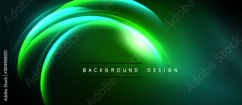 Abstract neon glow. Green, turquoise waves create dynamic background. Modern design element, perfect for digital projects.