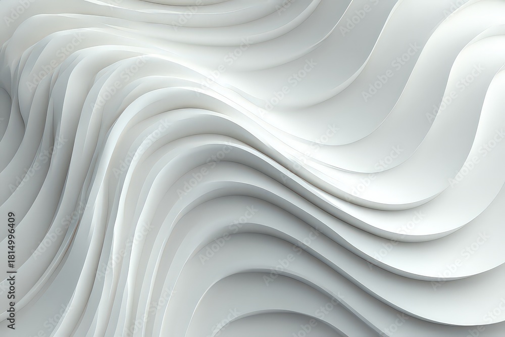 Obraz premium Abstract White Wavy Layers Creating Textured Surface with Fluid Forms