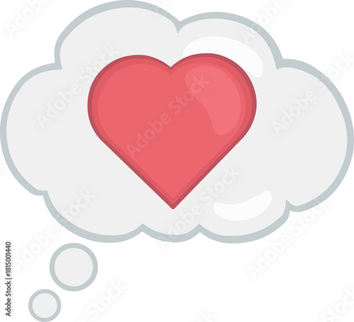 vector illustration cloud thought and heart in thinking about love concept icon