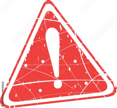 vector illustration red worn texture rubber stamp alert exclamation mark sign