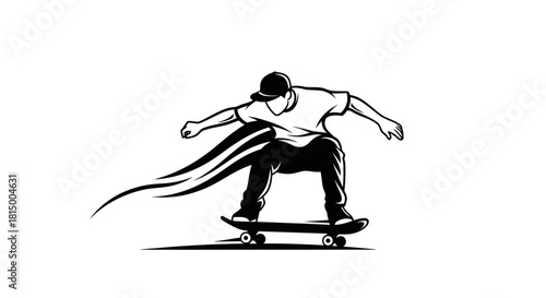 Dynamic Skateboarder Performing a Trick with Motion Trails.