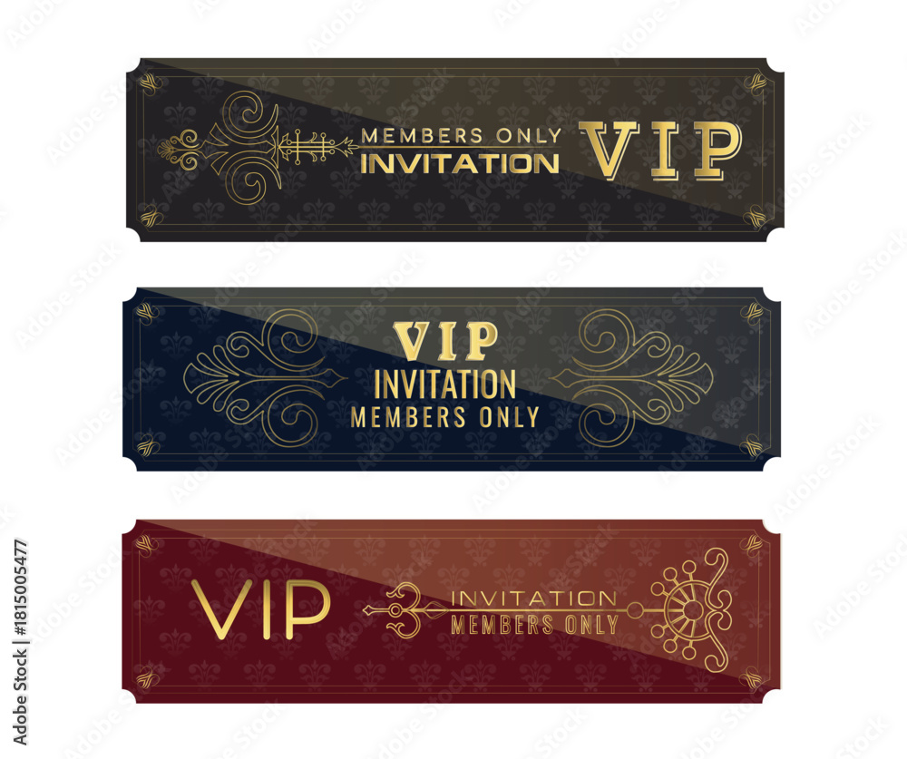 Obraz premium Luxury VIP Invitation Banners Set – Members Only Elegant Design