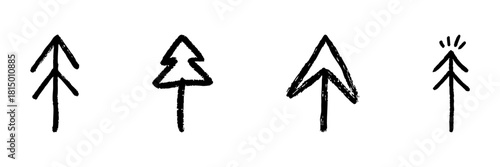 Upward Arrows Line Icon Set In Doodle Style. Directional Navigation And Progress Indication Outline Sketch Collection. Hand Drawn Isolated Vector Illustration
