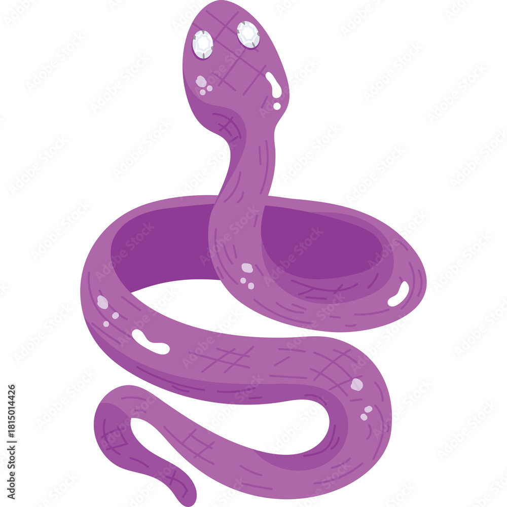 Fototapeta premium Pixel Art Purple Snake Illustration With White Eyes and Transparent Background