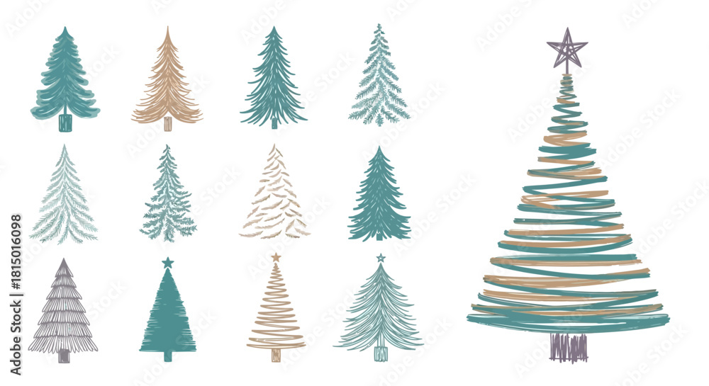Obraz premium Collection of Christmas Trees - Diverse Styles and Designs.