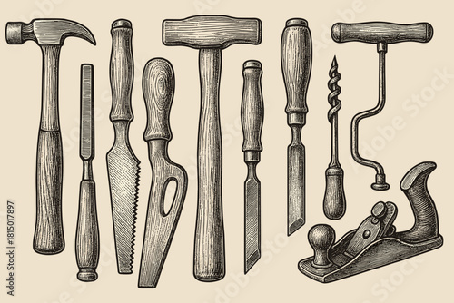 Vintage Woodworking & Carpentry Hand Tools Set