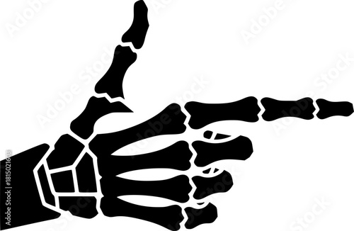 skeleton hand making a finger gun gesture
