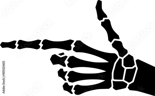 skeleton hand making a finger gun gesture
