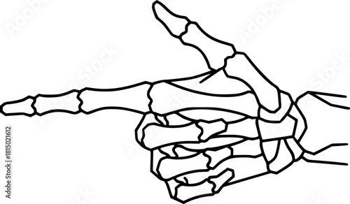 skeleton hand making a finger gun gesture

