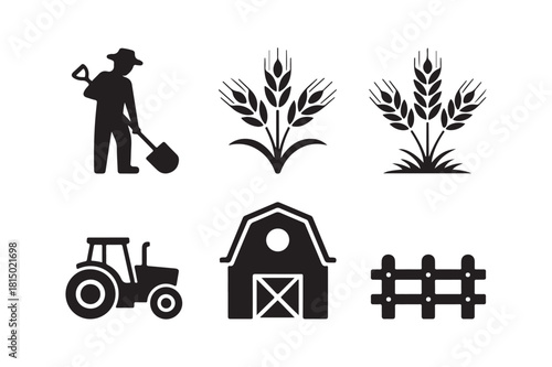 Farm icons silhouette collection