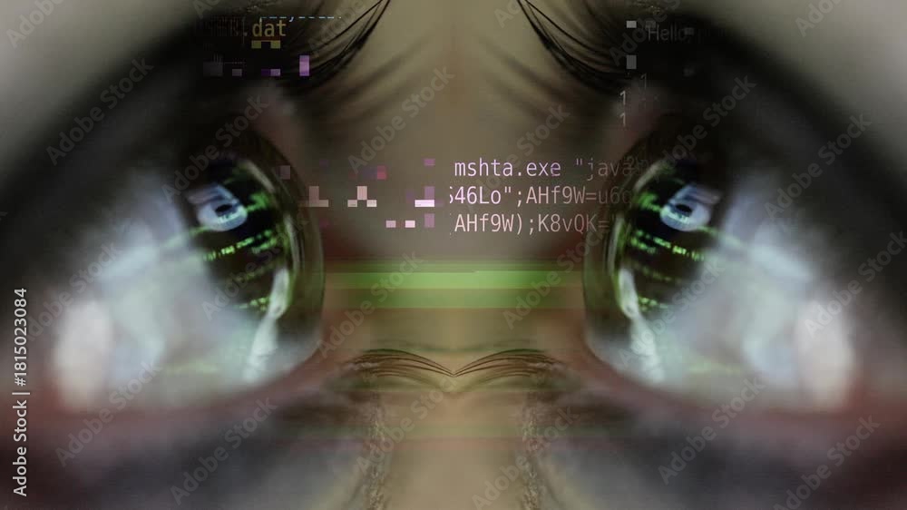 macro of eye with reflected code and data Stock Video | Adobe Stock